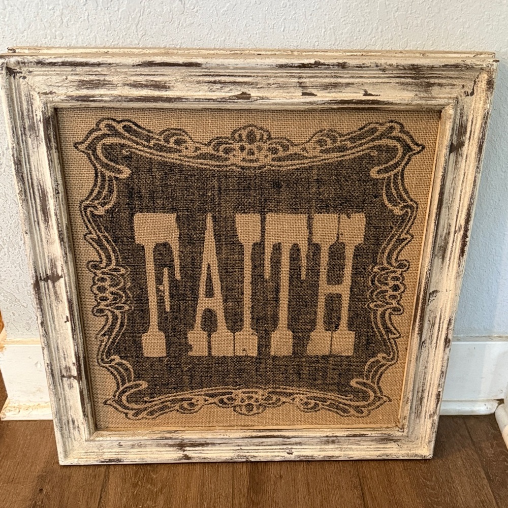 Rustic Faith Burlap Wall Art